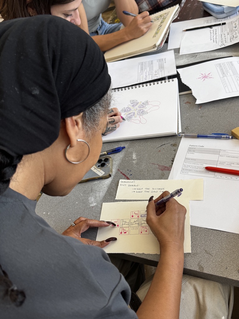 Participants drawing at the workshop
